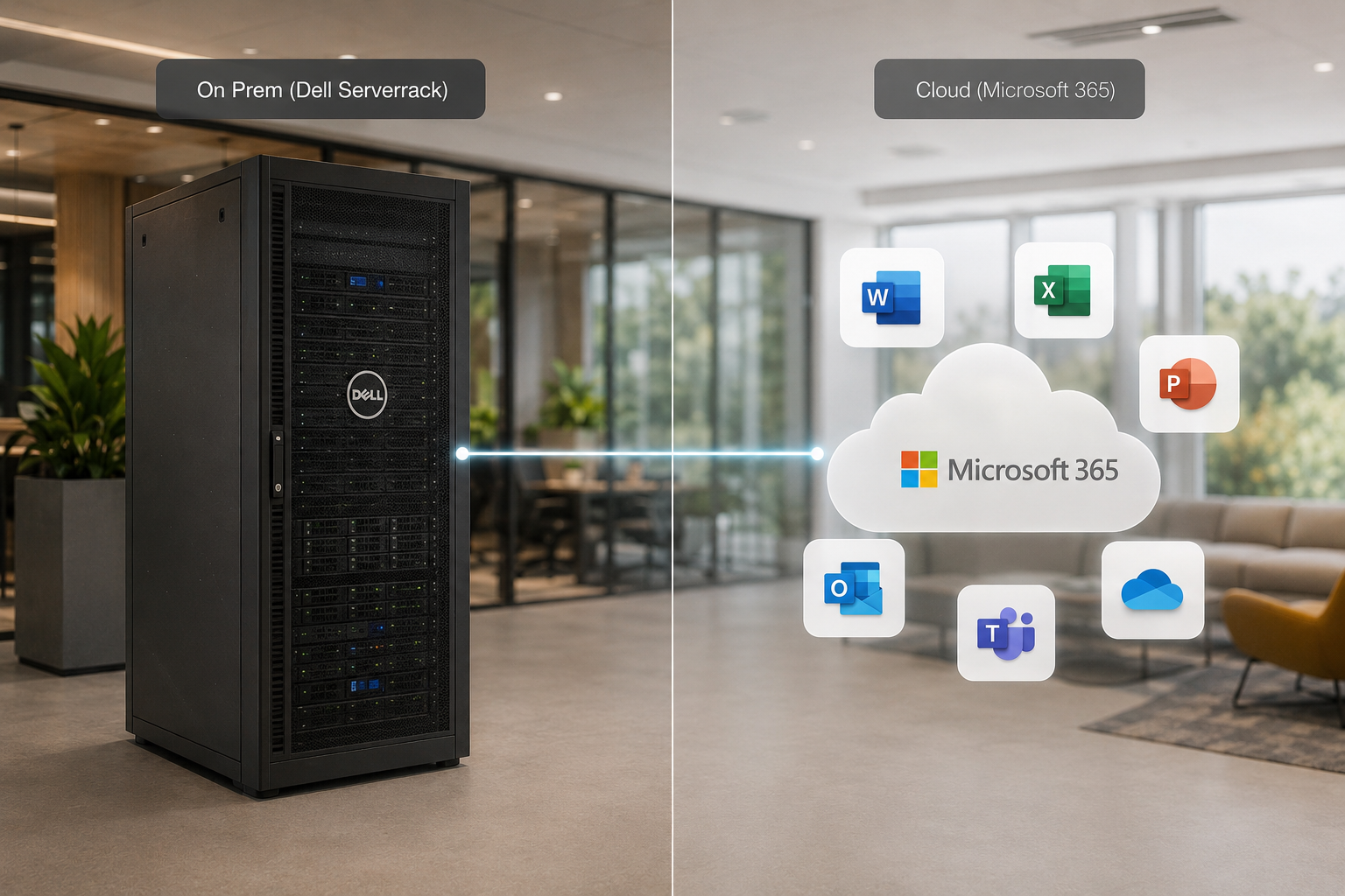 Hybrid-Cloud-Architektur mit Dell-Server und Microsoft 365