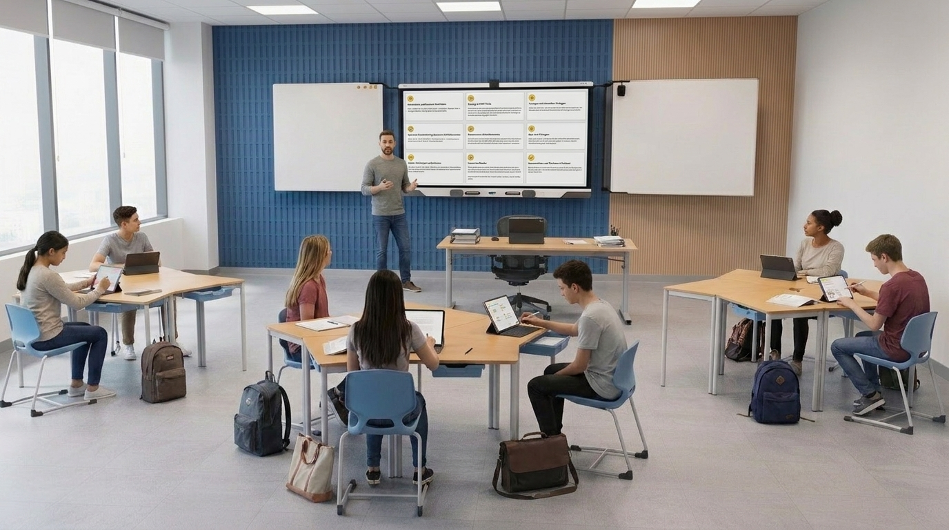 Übersicht mit Lernaktivitäten und Ergebnissen auf dem SMART Display als Echtzeit-Feedback